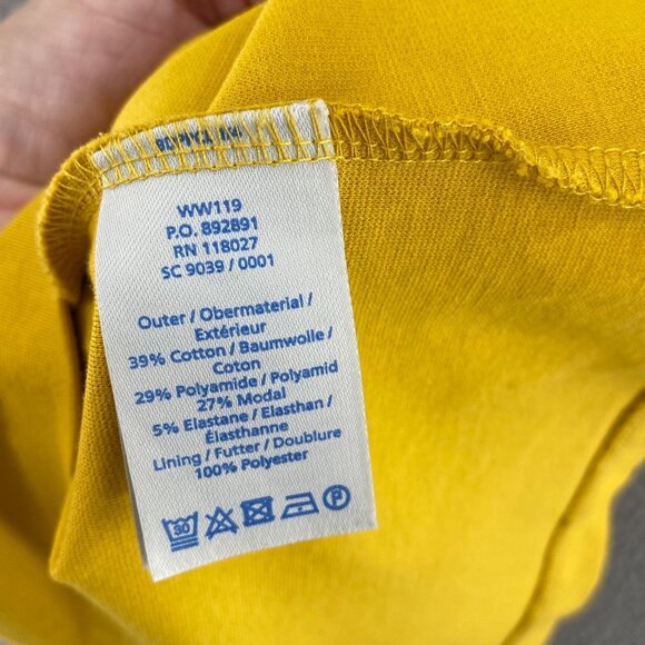 Boden Dress Womens 8R Yellow Fit & Flare Short Sleeve Ponte Knit Notch Neck Mini - Picture 7 of 12